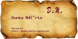 Dunka Márta névjegykártya